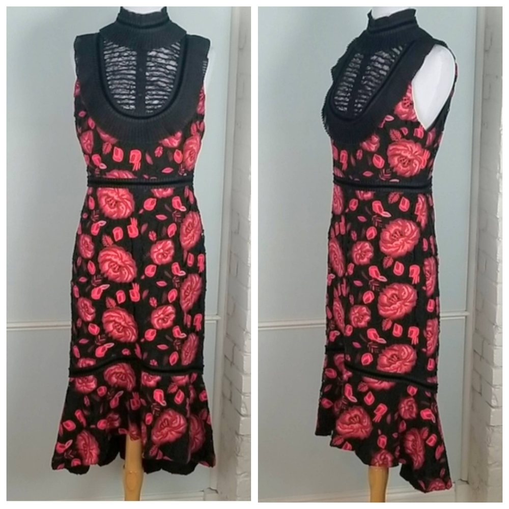 The Alice + Olivia Evelina Lace Rose Mermaid Dress Size 6 - Picture 11 of 16